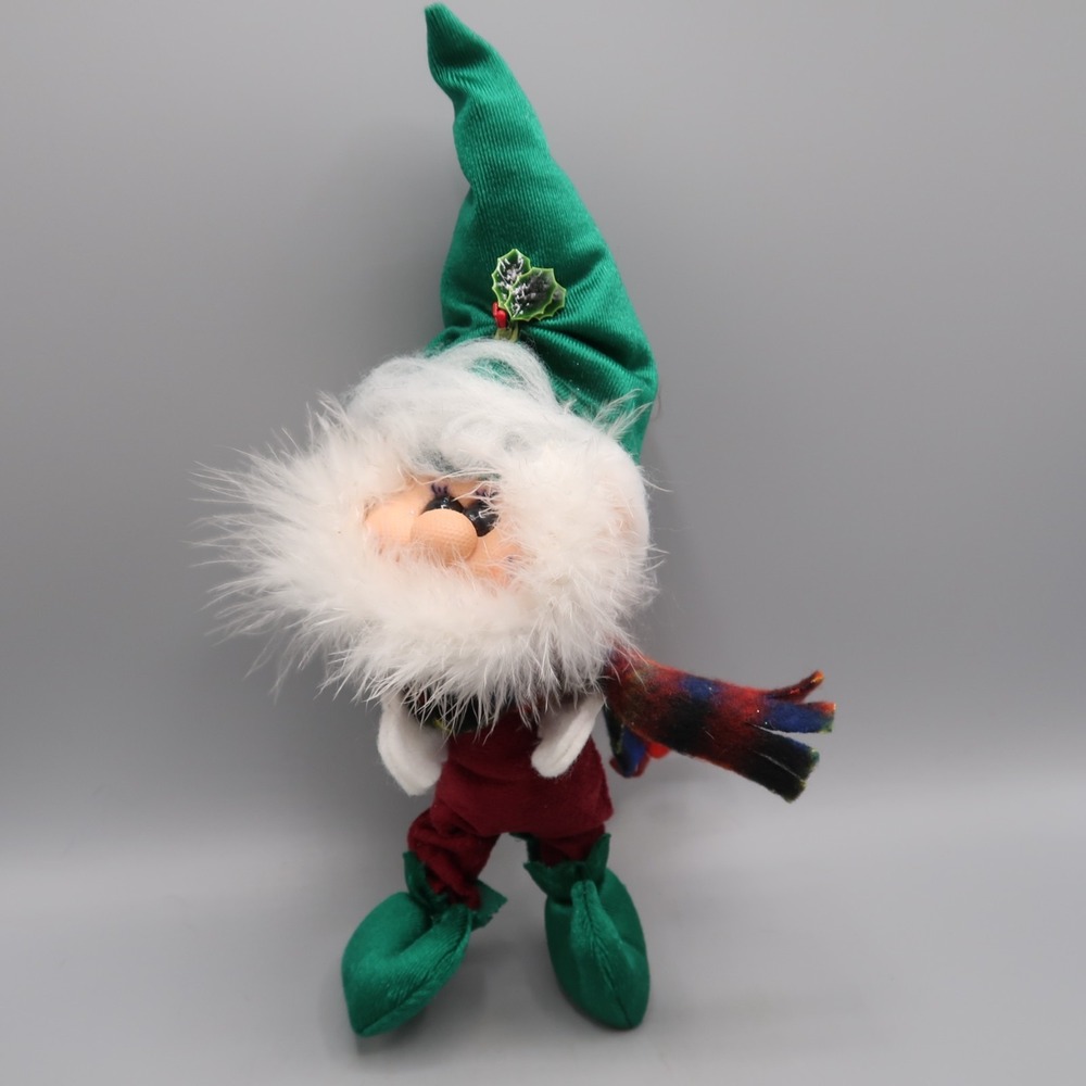 K&K Artistry Gnomin Originals Christmas Holly Elf Gnome Holiday Adjustable Limbs